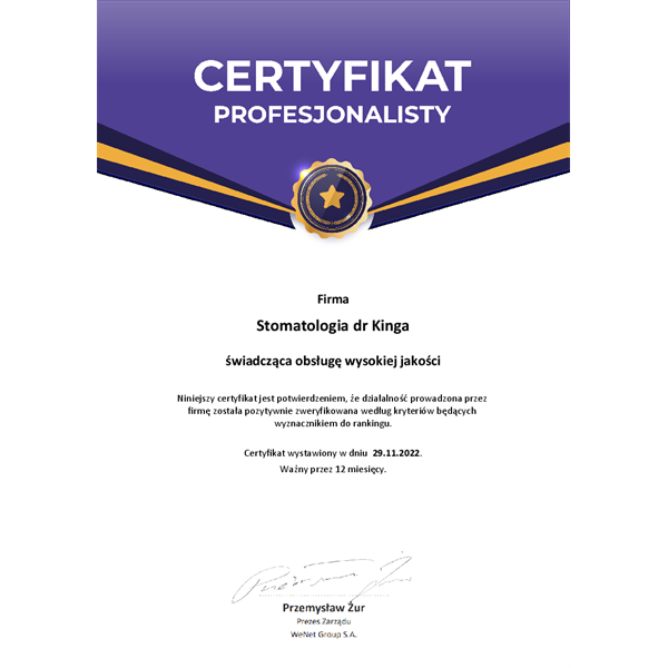 Certyfikat Profesjonalisty- gwarancja jakości